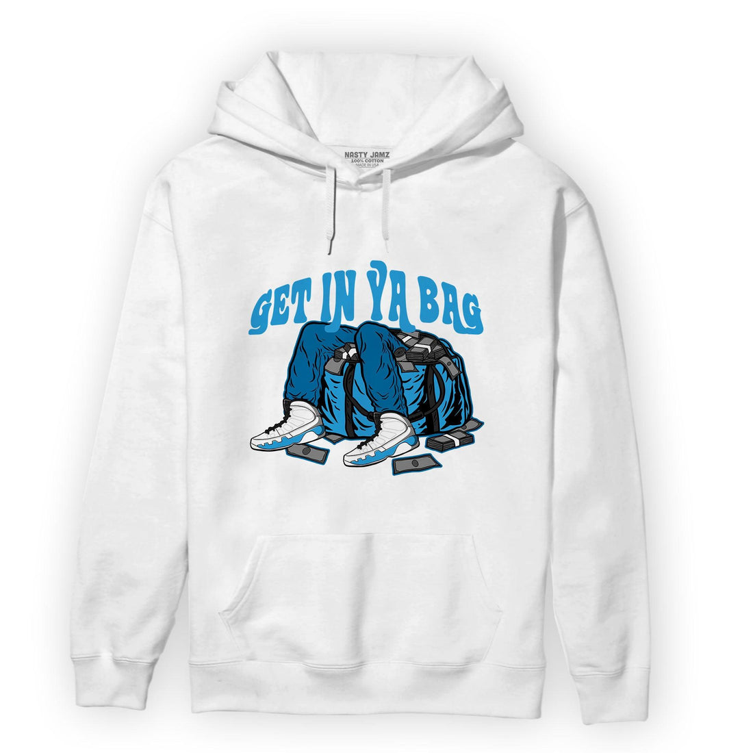 Powder Blue 9s Hoodie Match Get In Ya Bag - NastyJamz
