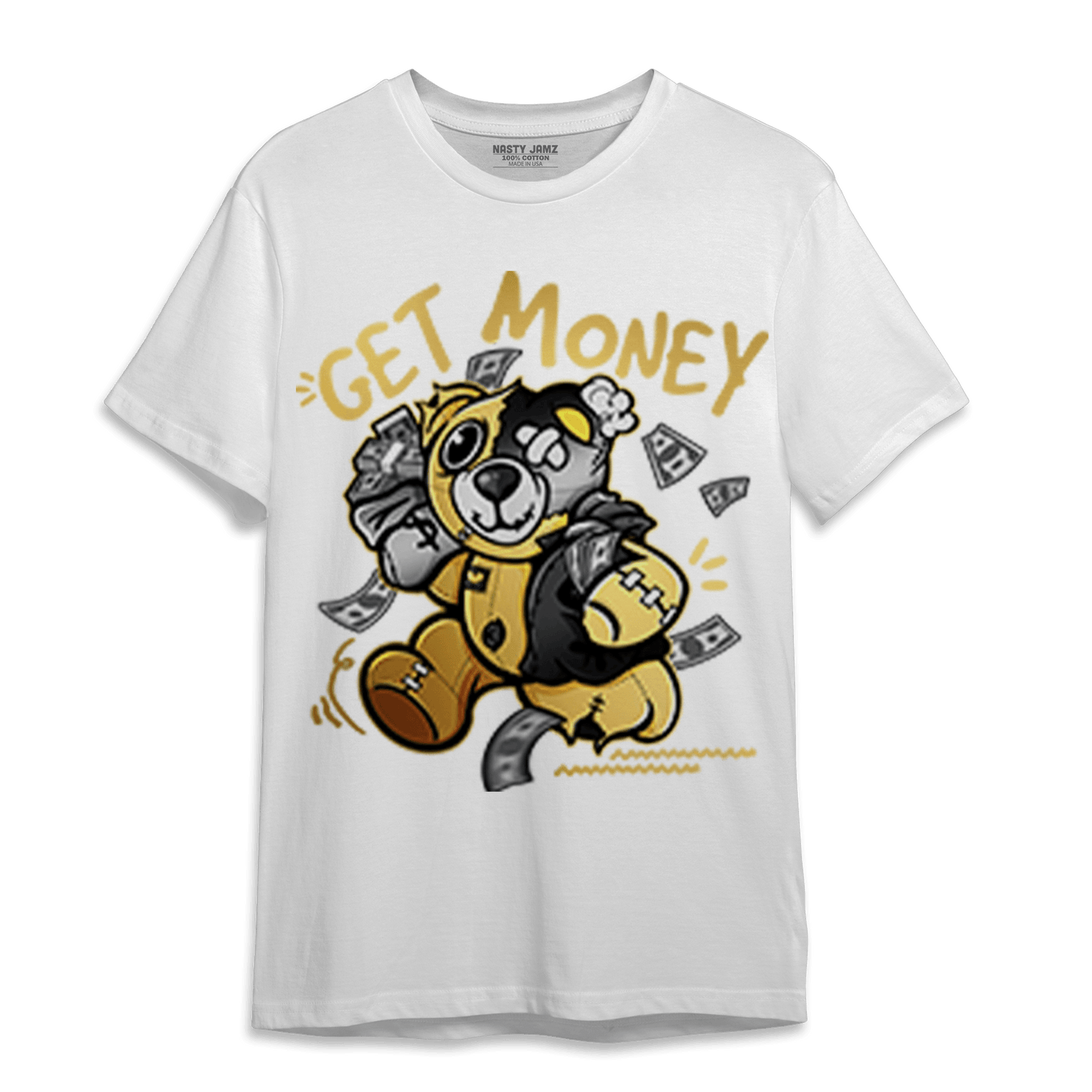Mid SE Black Gold 1s T Shirt Match Get Money BER - NastyJamz