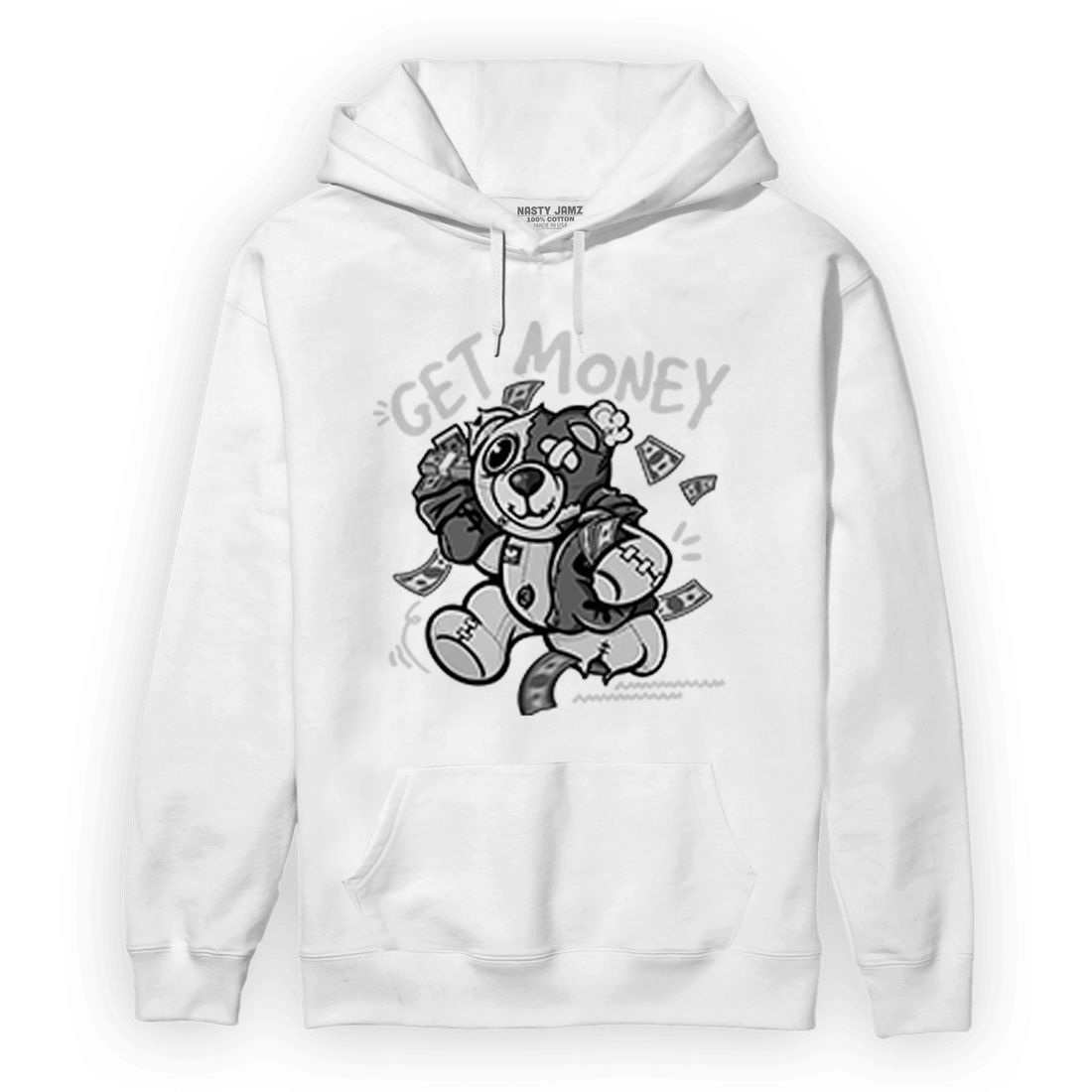 Retro High OG Black White 1s Hoodie Match Get Money BER - NastyJamz