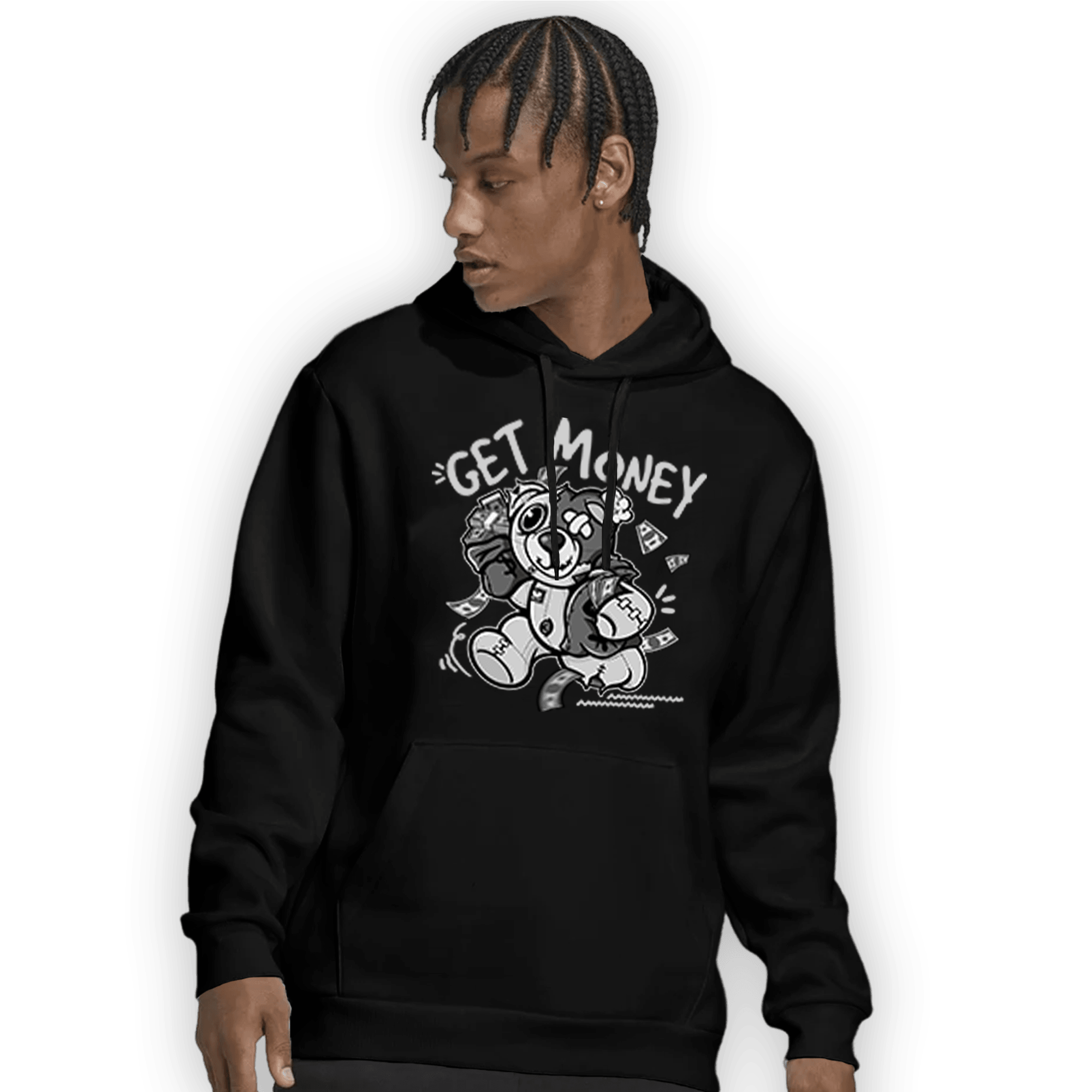 Retro High OG Black White 1s Hoodie Match Get Money BER - NastyJamz