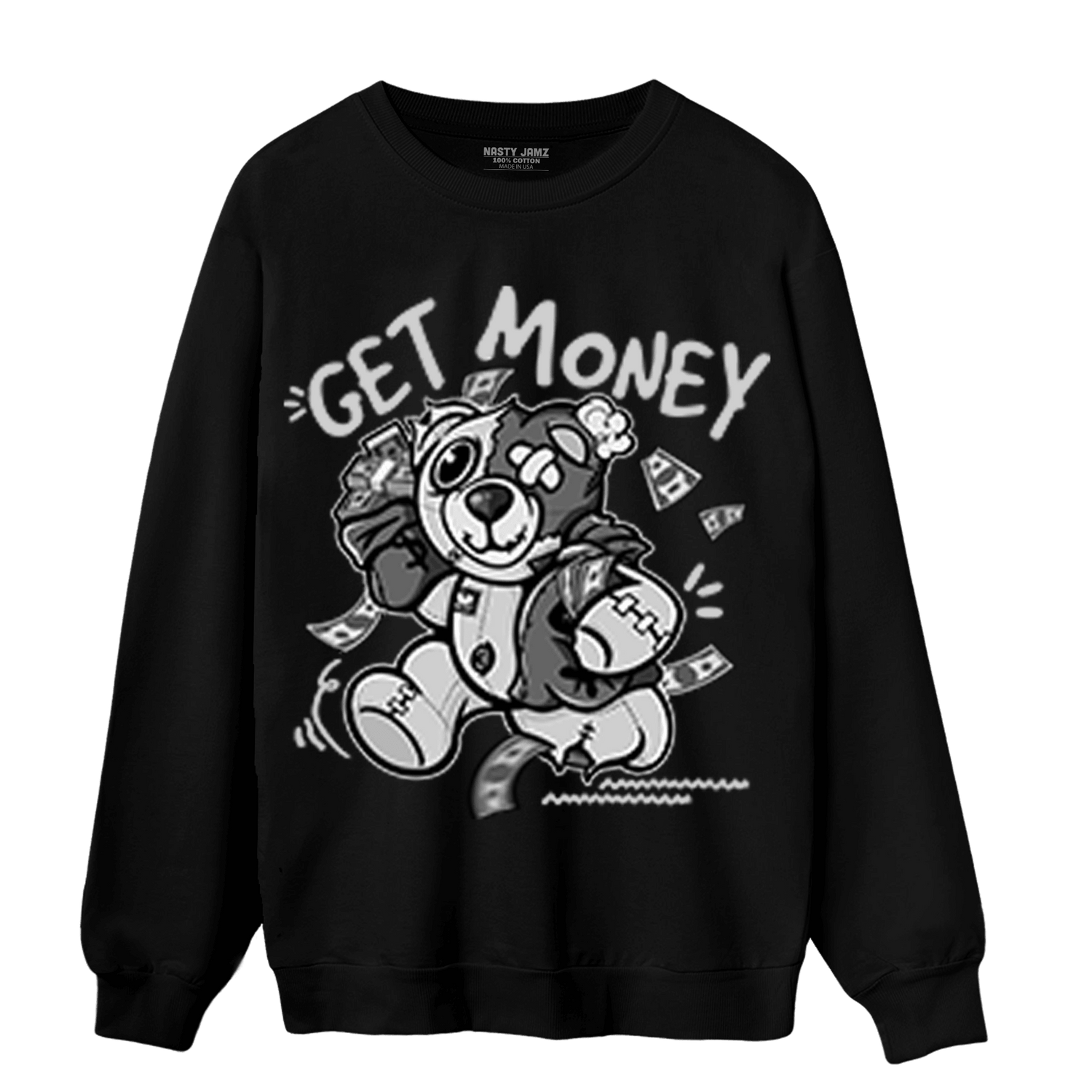 Retro High OG Black White 1s Sweatshirt Match Get Money BER - NastyJamz