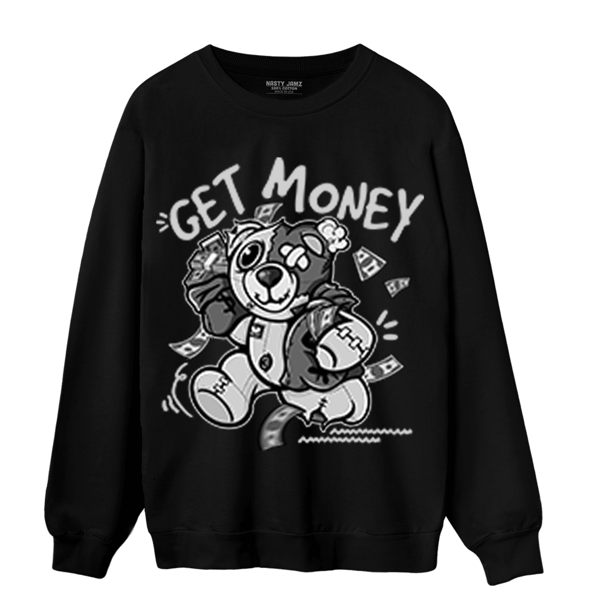 Retro High OG Black White 1s Sweatshirt Match Get Money BER - NastyJamz