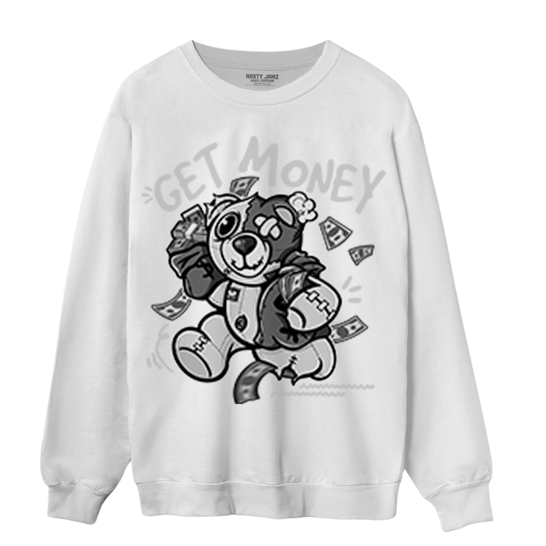 Retro High OG Black White 1s Sweatshirt Match Get Money BER - NastyJamz