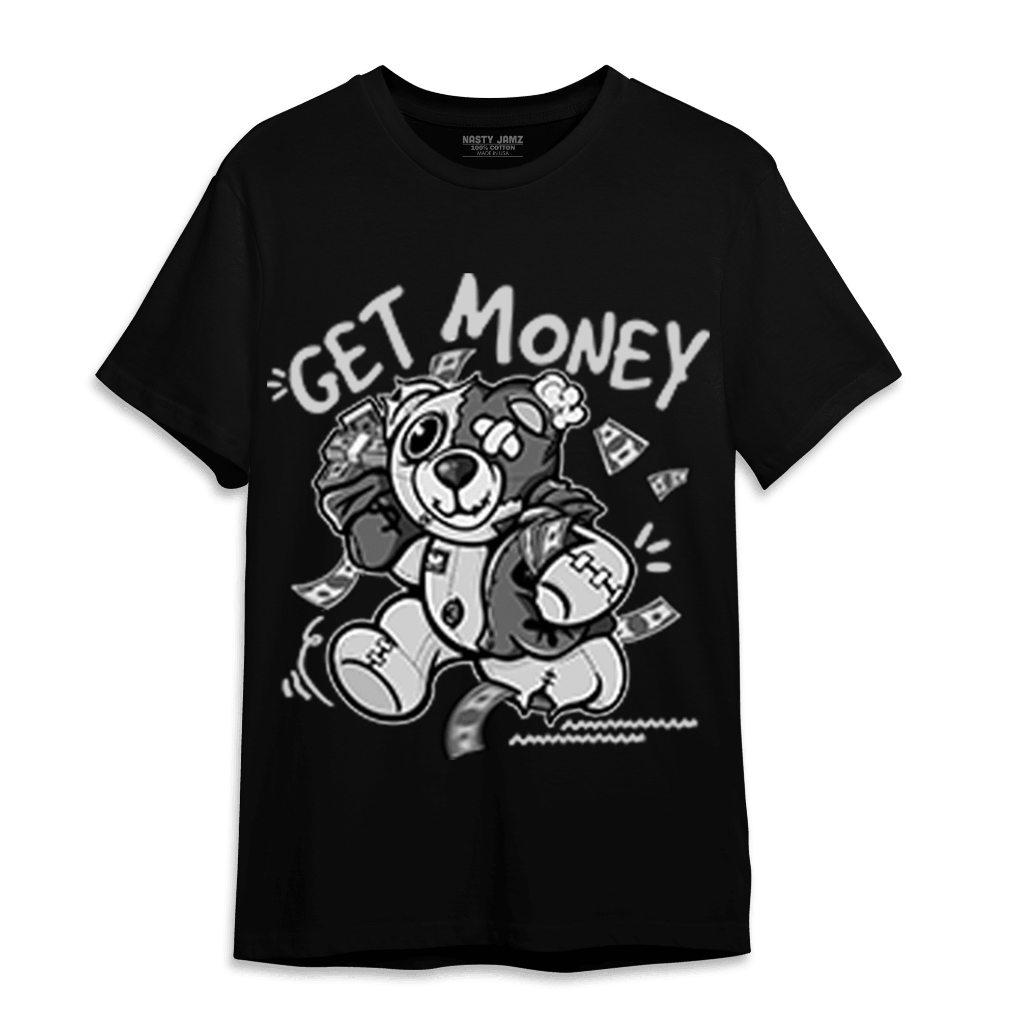 Retro High OG Black White 1s T Shirt Match Get Money BER - NastyJamz