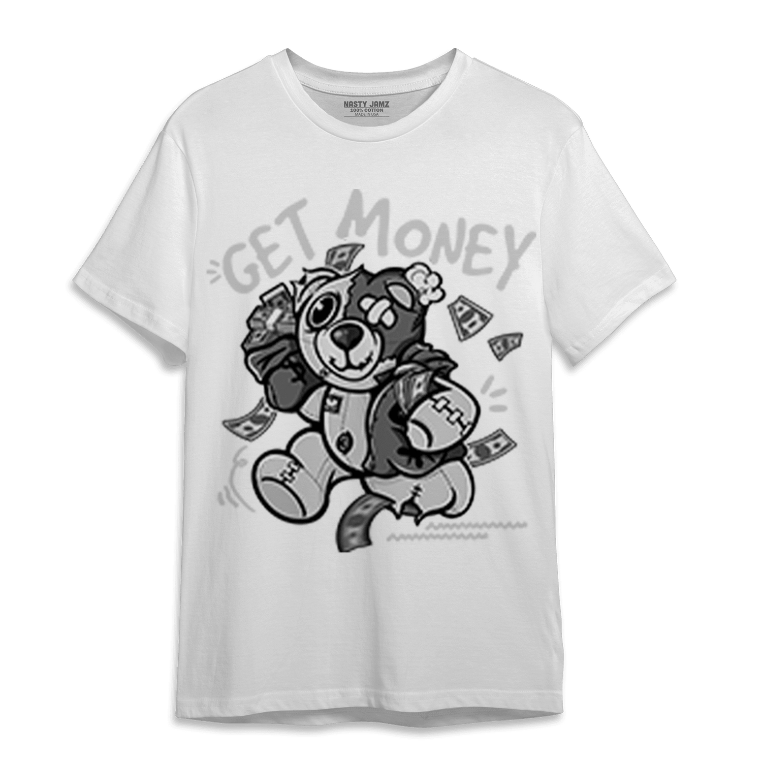 Retro High OG Black White 1s T Shirt Match Get Money BER - NastyJamz