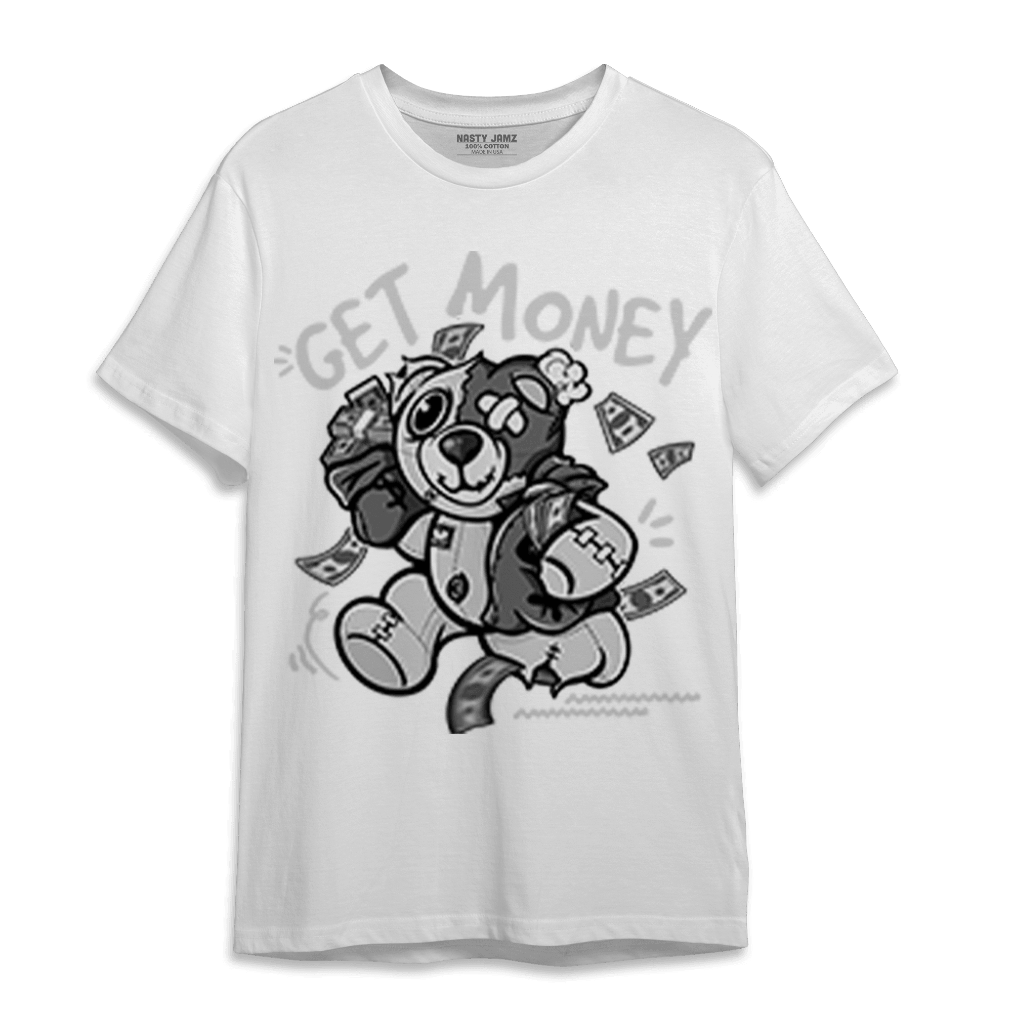 Retro High OG Black White 1s T Shirt Match Get Money BER - NastyJamz