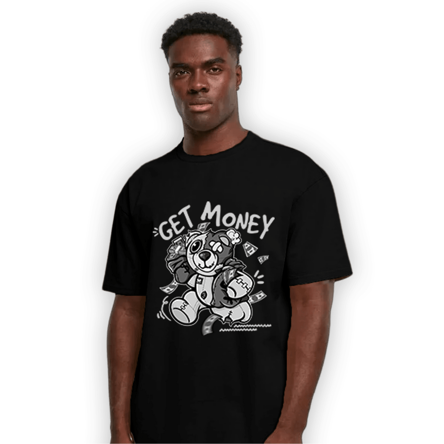 Retro High OG Black White 1s T Shirt Match Get Money BER - NastyJamz