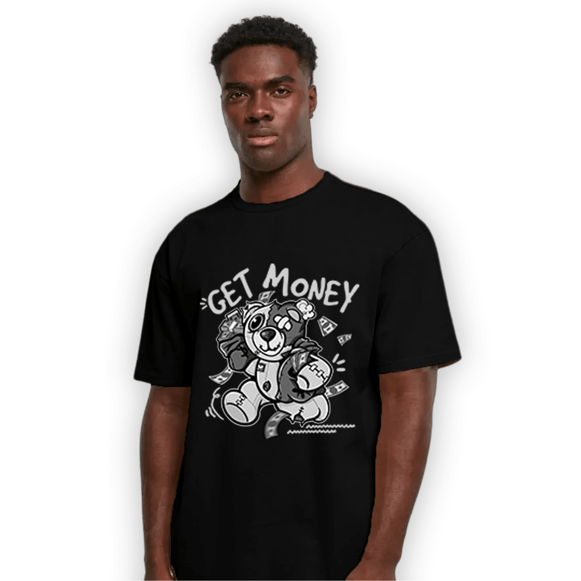 Retro High OG Black White 1s T Shirt Match Get Money BER - NastyJamz