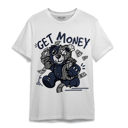 White Navy 3s T Shirt Match Get Money BER - NastyJamz