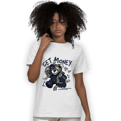 White Navy 3s T Shirt Match Get Money BER - NastyJamz