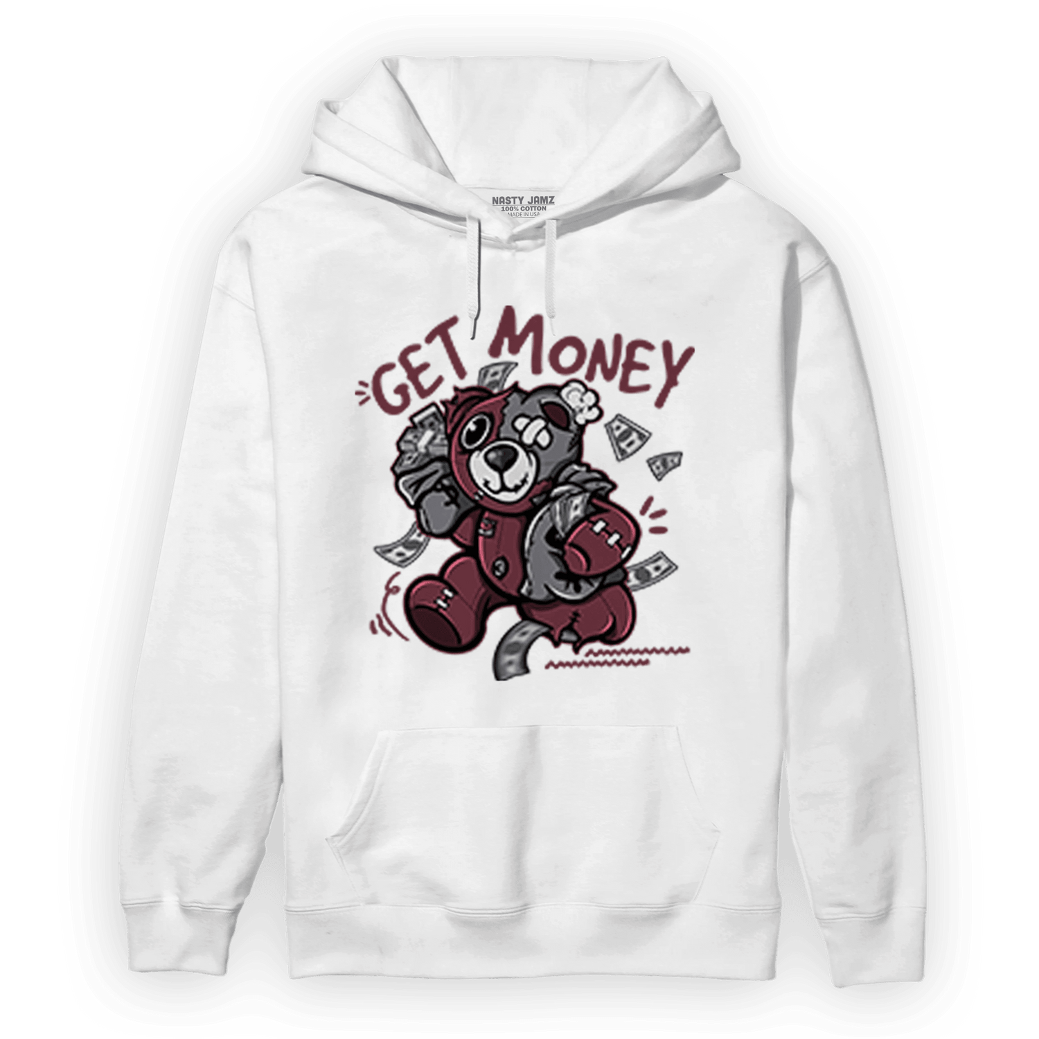 Burgundy 5s Hoodie Match Get Money BER - NastyJamz