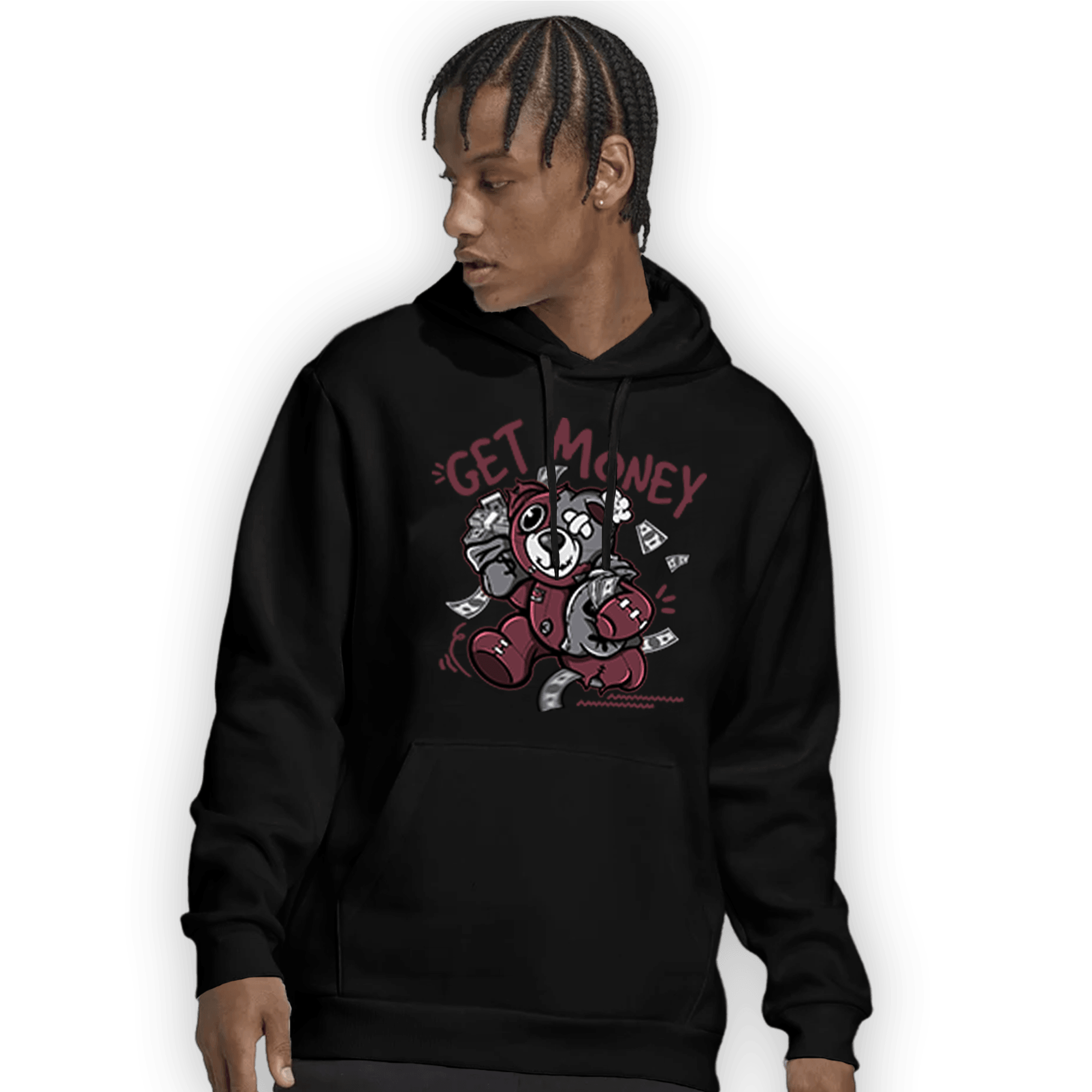 Burgundy 5s Hoodie Match Get Money BER - NastyJamz