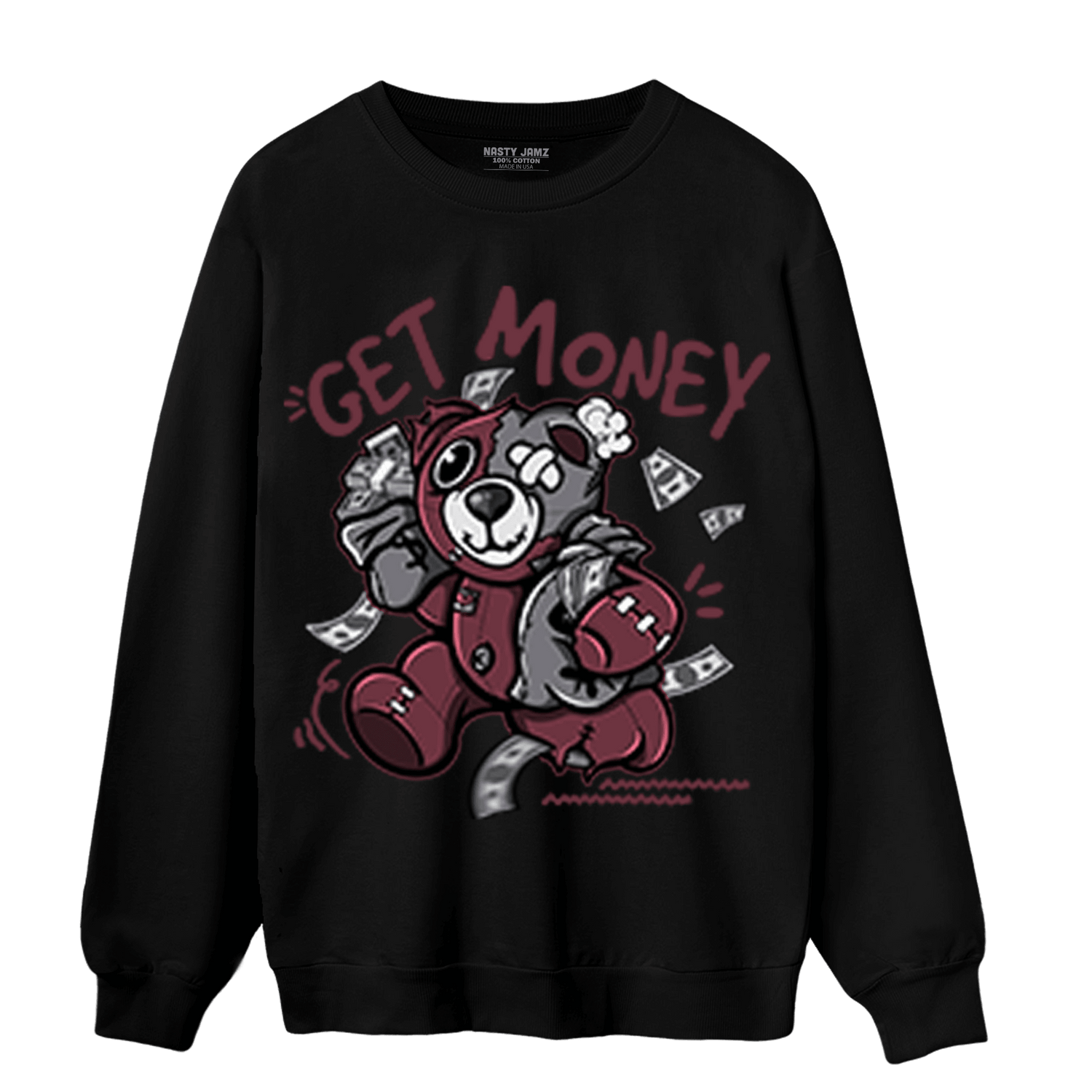 Burgundy 5s Sweatshirt Match Get Money BER - NastyJamz