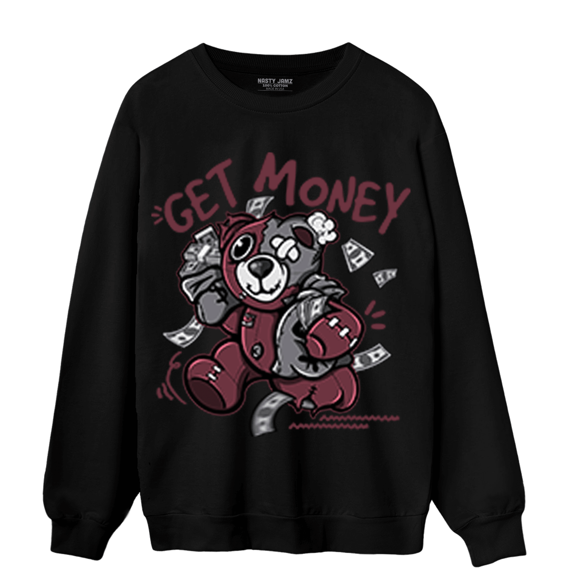 Burgundy 5s Sweatshirt Match Get Money BER - NastyJamz