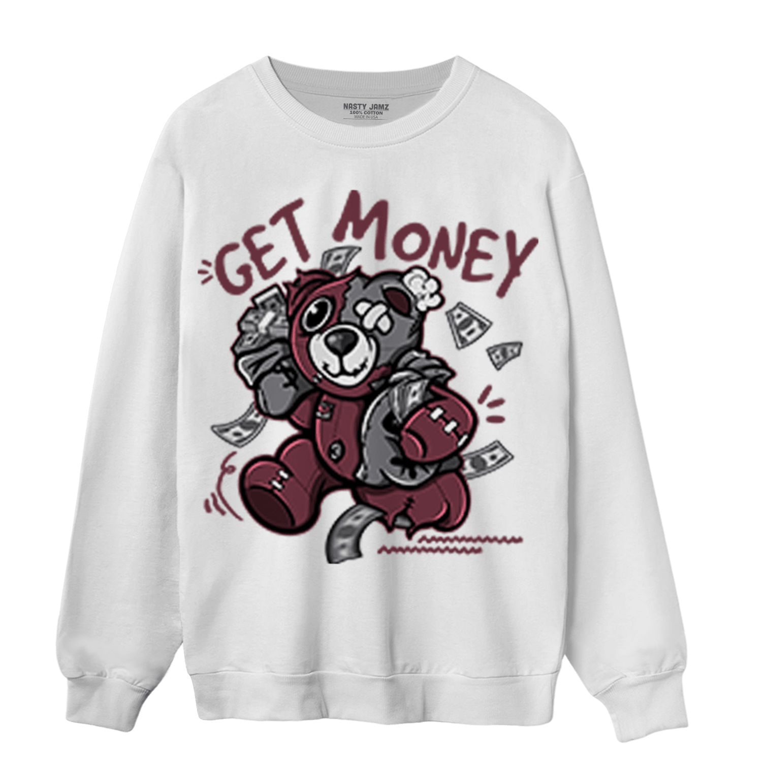Burgundy 5s Sweatshirt Match Get Money BER - NastyJamz