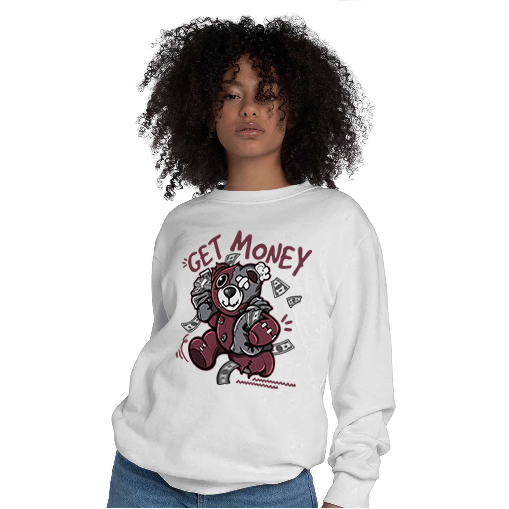 Burgundy 5s Sweatshirt Match Get Money BER - NastyJamz
