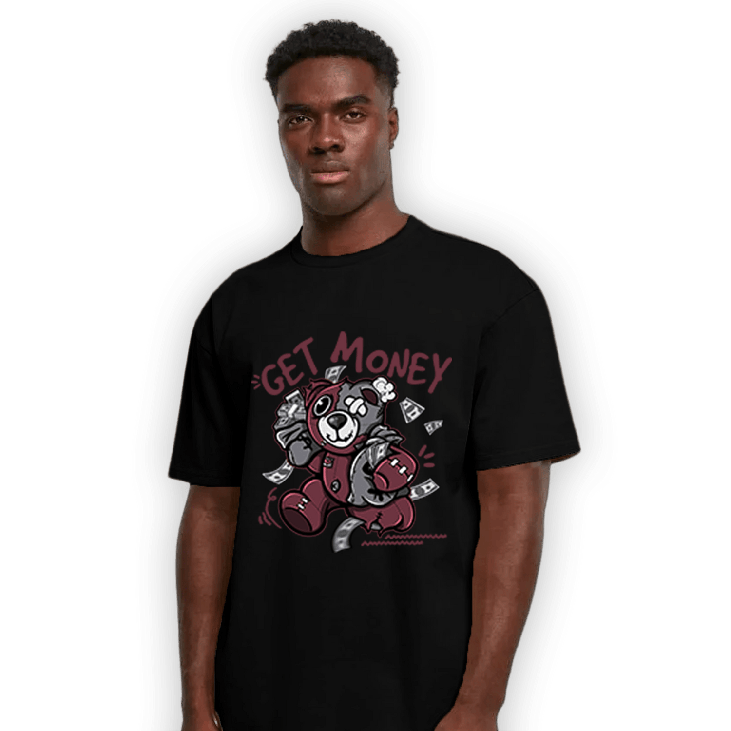 Burgundy 5s T Shirt Match Get Money BER - NastyJamz