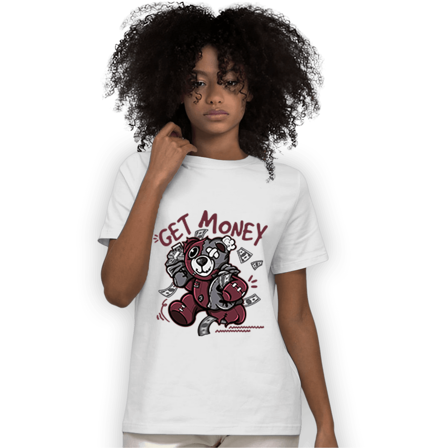 Burgundy 5s T Shirt Match Get Money BER - NastyJamz