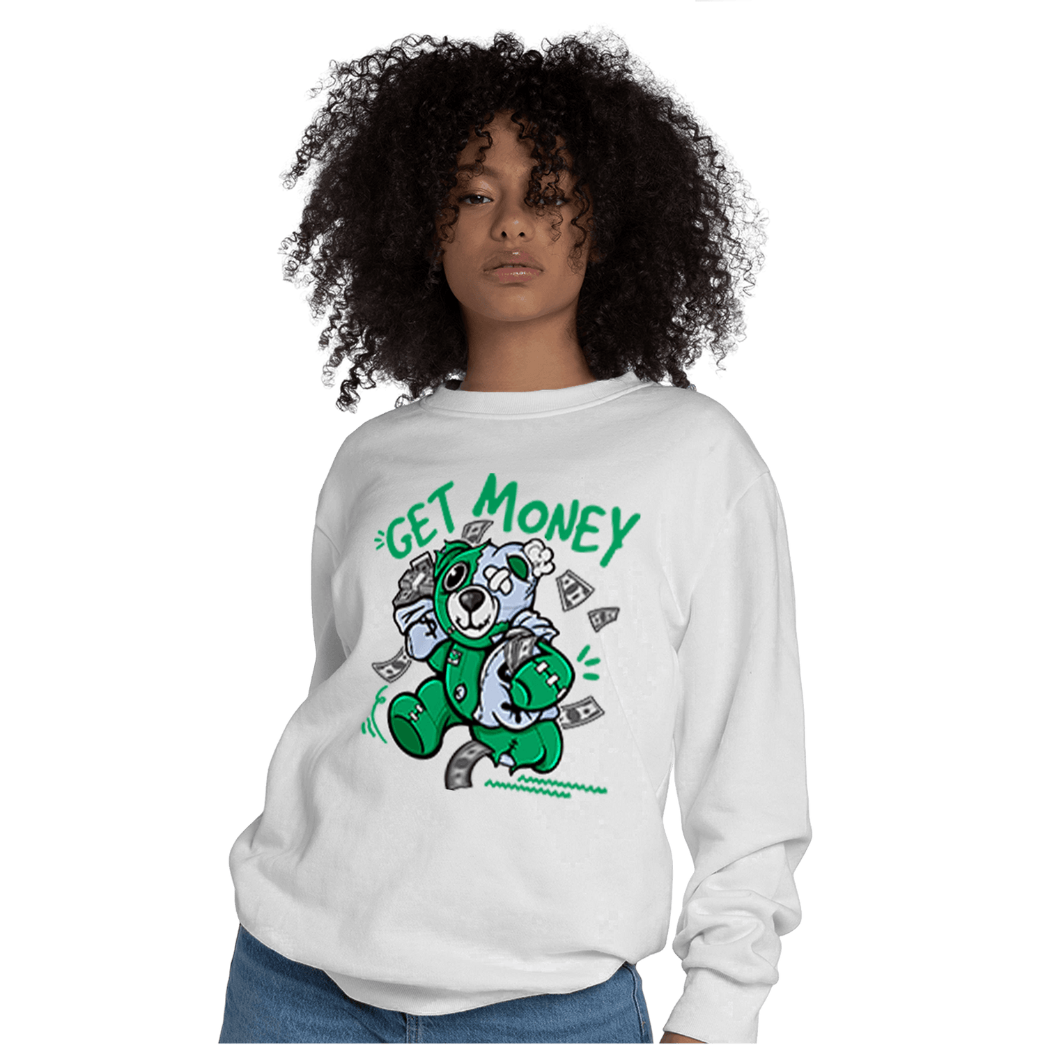 Lucky Green 5s Sweatshirt Match Get Money BER - NastyJamz