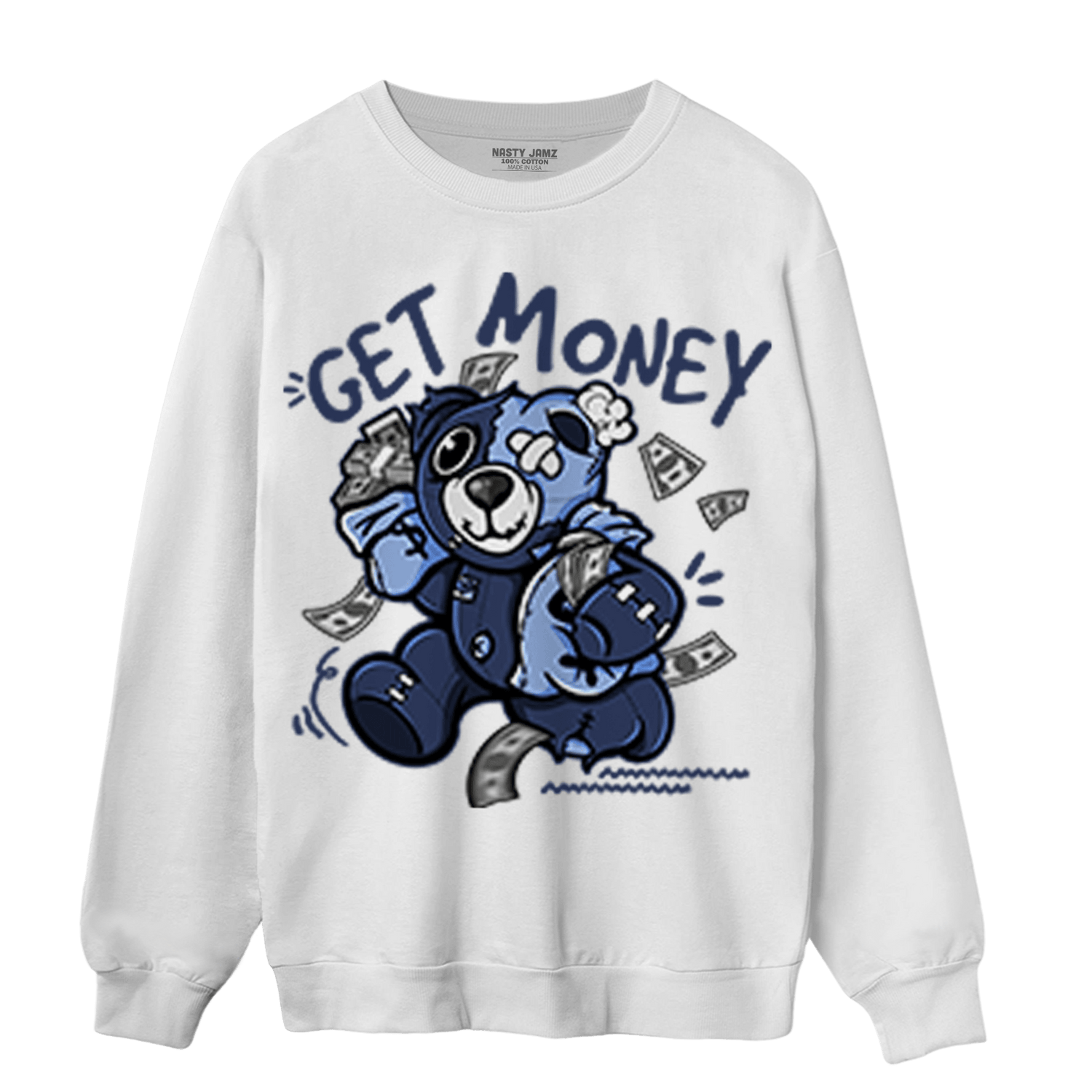 Midnight Navy 5s Sweatshirt Match Get Money BER - NastyJamz