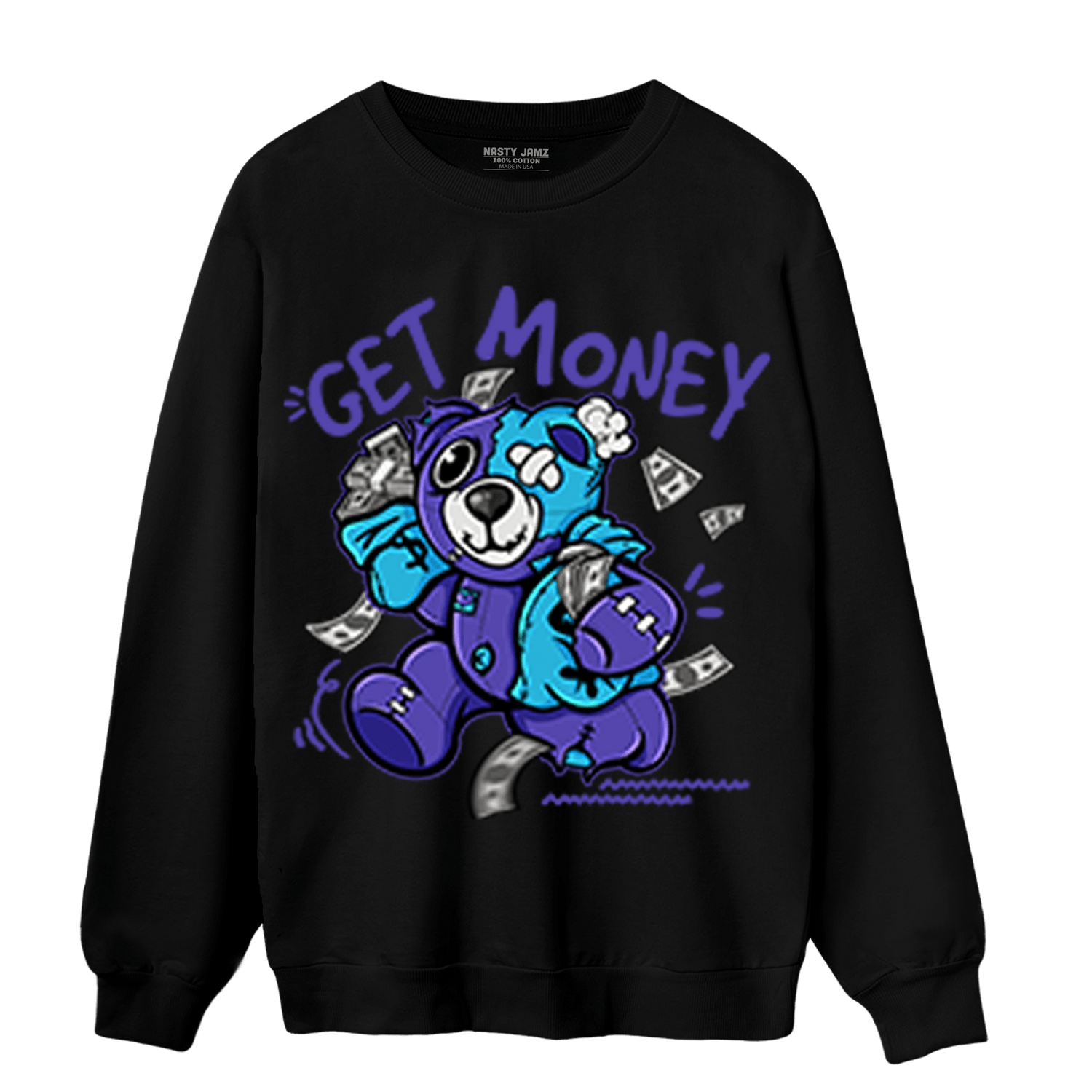 Aqua 6s Sweatshirt Match Get Money BER - NastyJamz