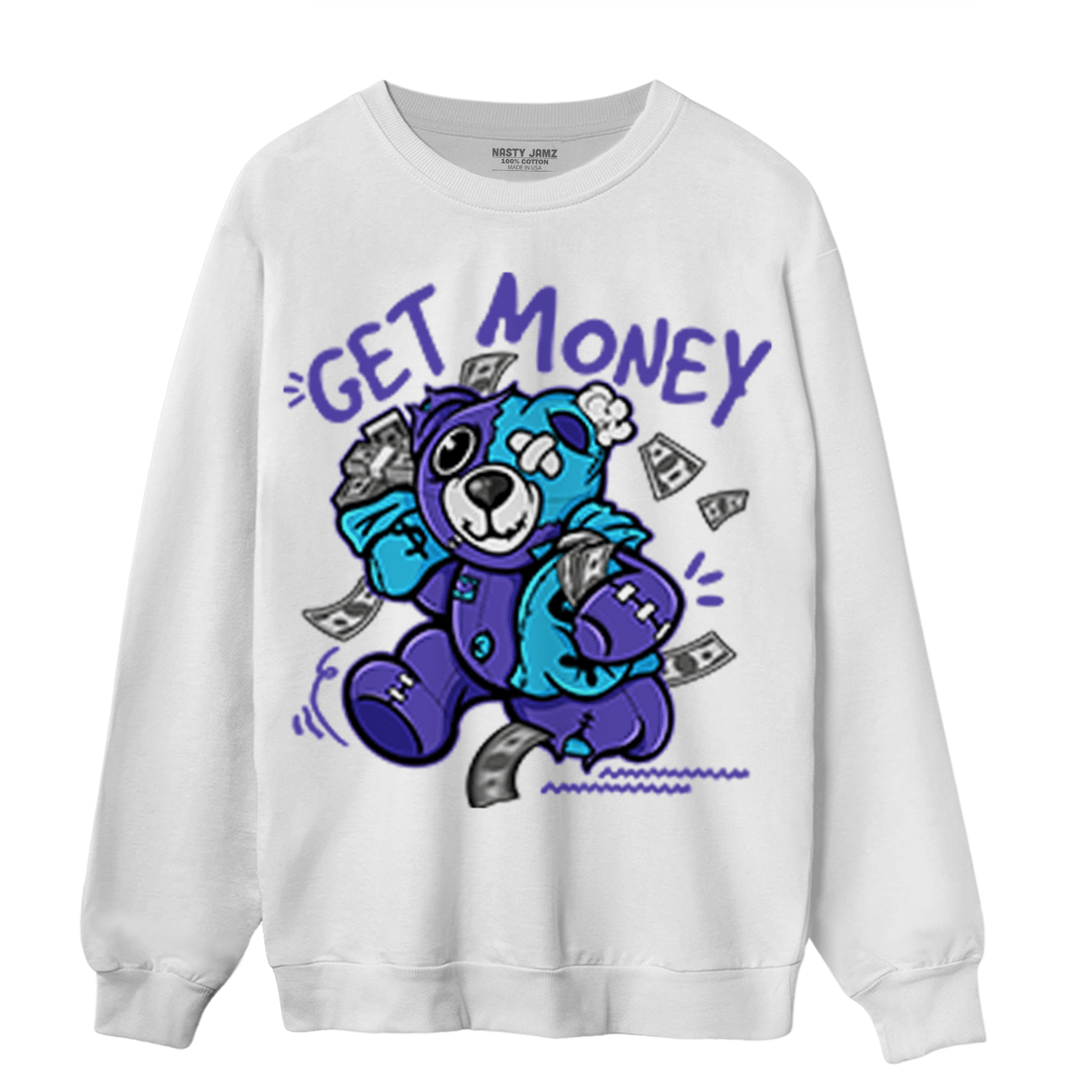 Aqua 6s Sweatshirt Match Get Money BER - NastyJamz