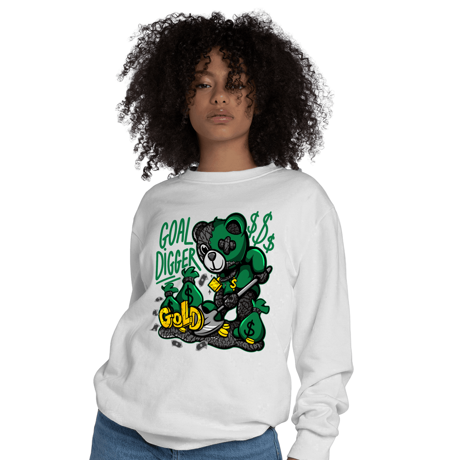 Lucky Green 3s Sweatshirt Match Goal Digger BER - NastyJamz