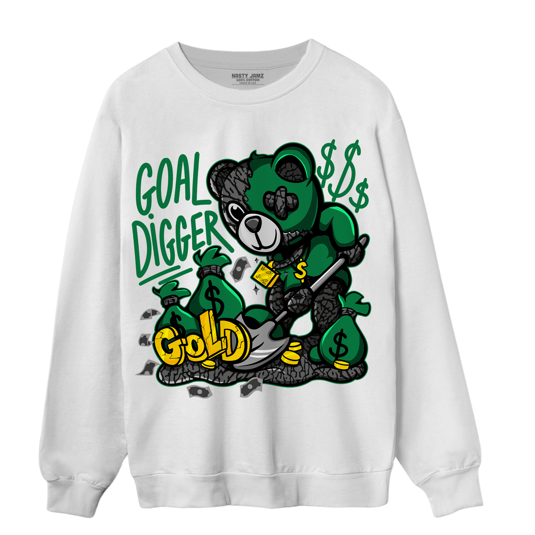 Lucky Green 3s Sweatshirt Match Goal Digger BER - NastyJamz