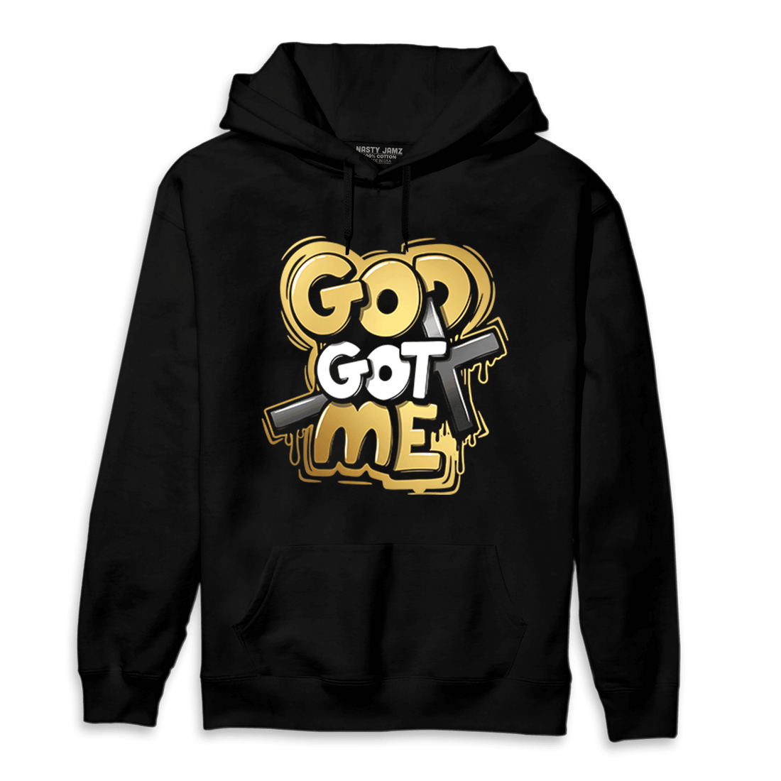 Mid SE Black Gold 1s Hoodie Match God Got Me - NastyJamz