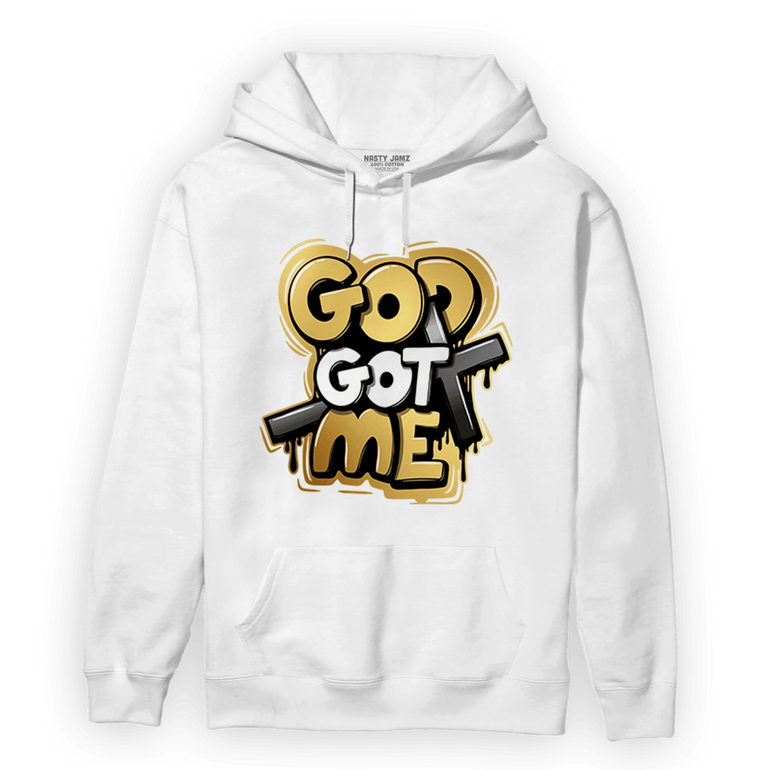 Mid SE Black Gold 1s Hoodie Match God Got Me - NastyJamz