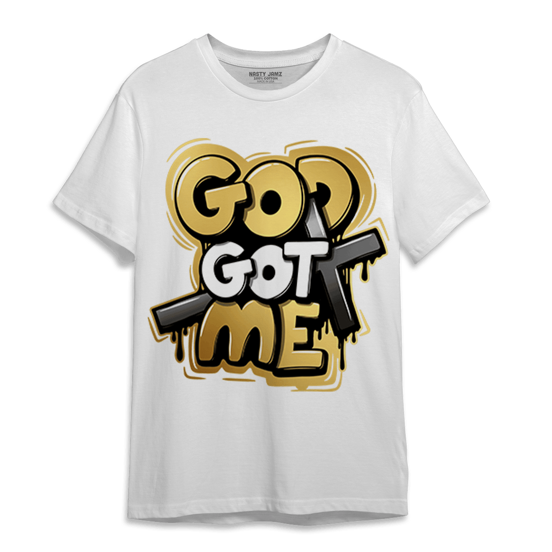 Mid SE Black Gold 1s T Shirt Match God Got Me - NastyJamz