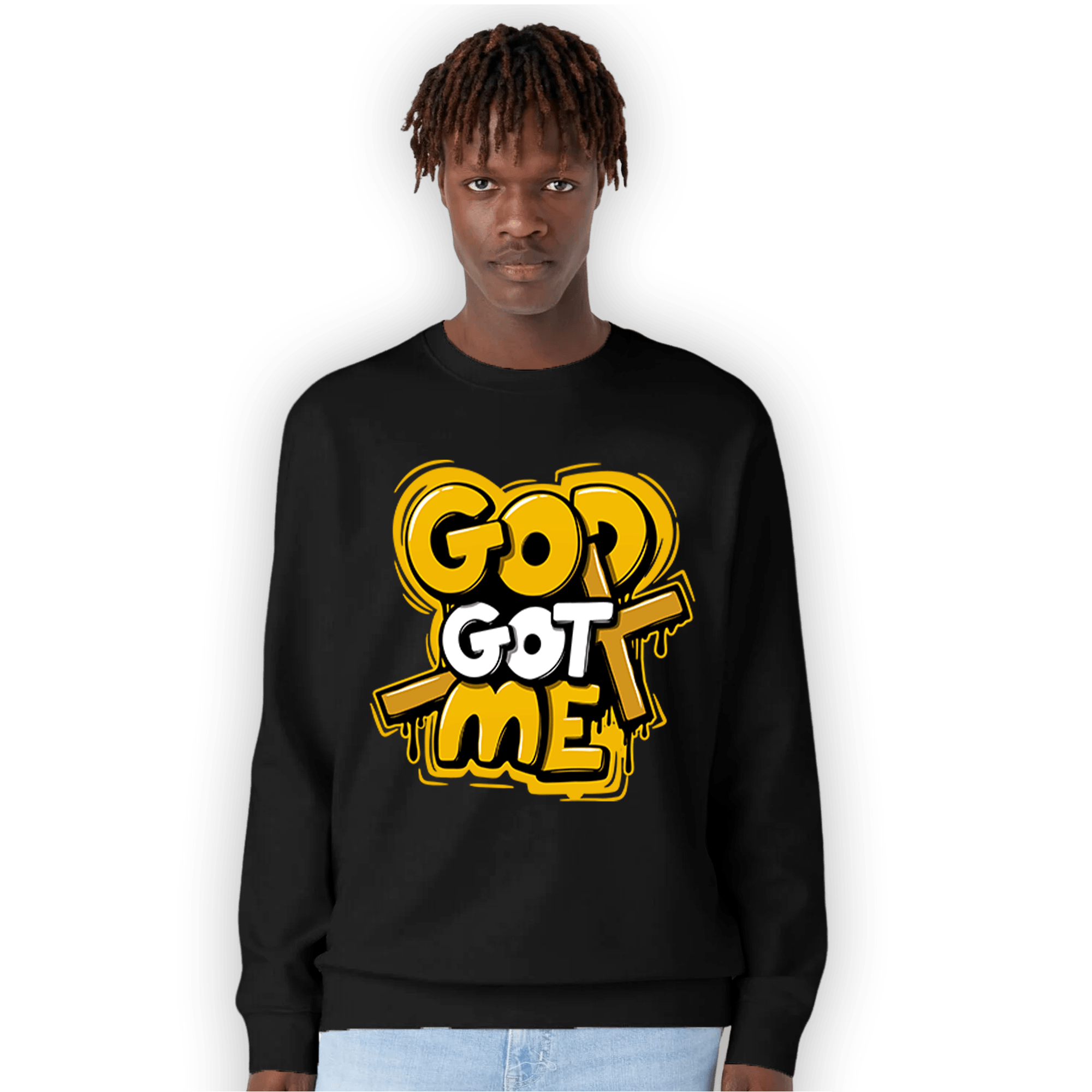 Yellow Ochre 1s Sweatshirt Match God Got Me - NastyJamz
