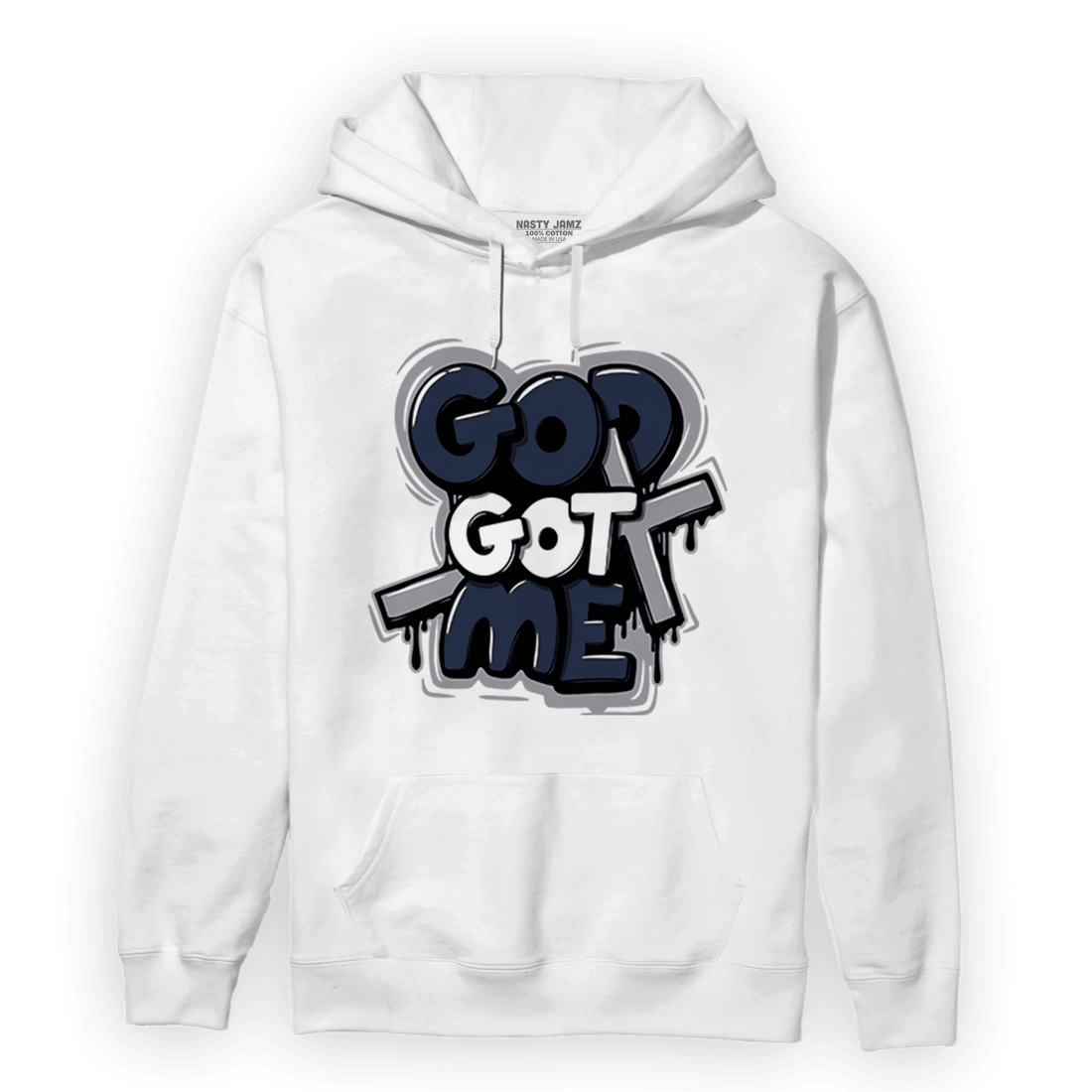 White Navy 3s Hoodie Match God Got Me - NastyJamz