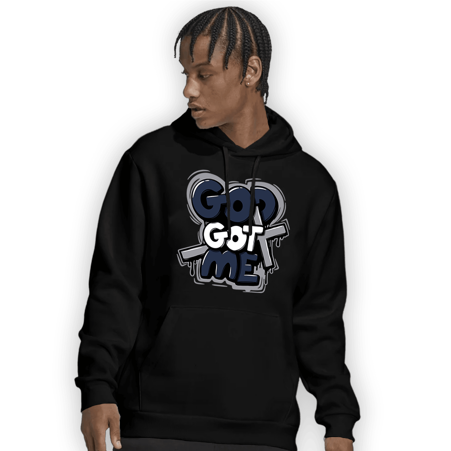 White Navy 3s Hoodie Match God Got Me - NastyJamz