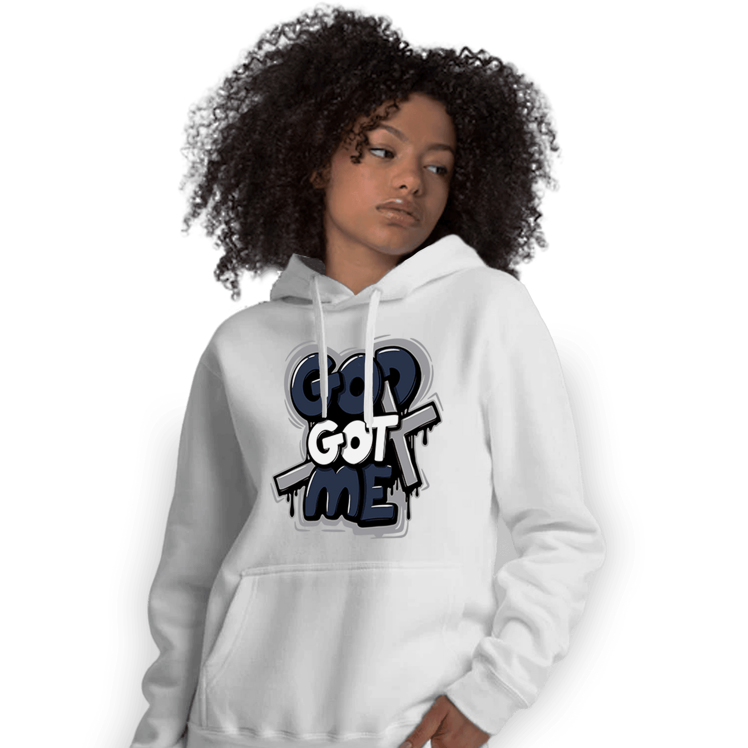 White Navy 3s Hoodie Match God Got Me - NastyJamz