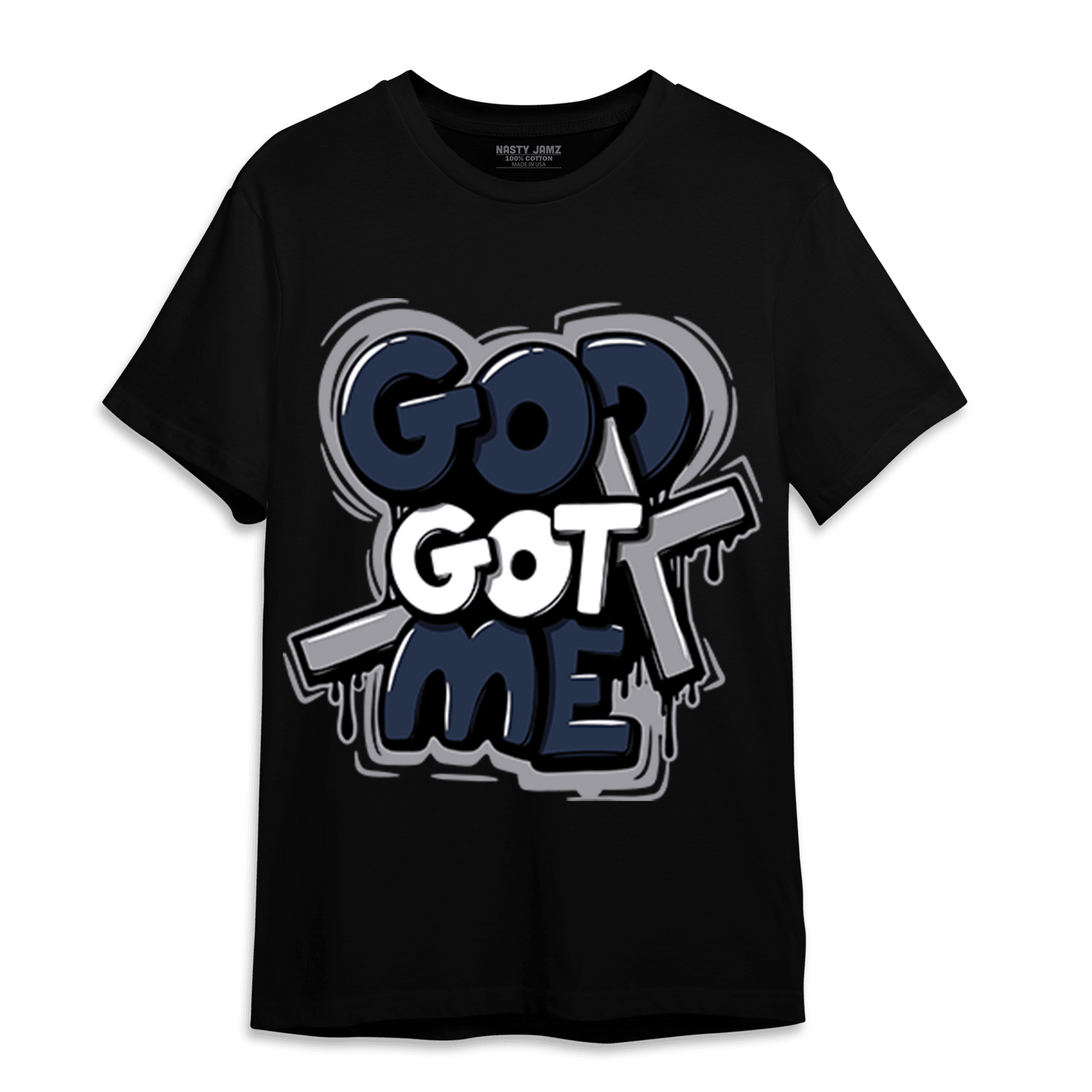 White Navy 3s T Shirt Match God Got Me - NastyJamz