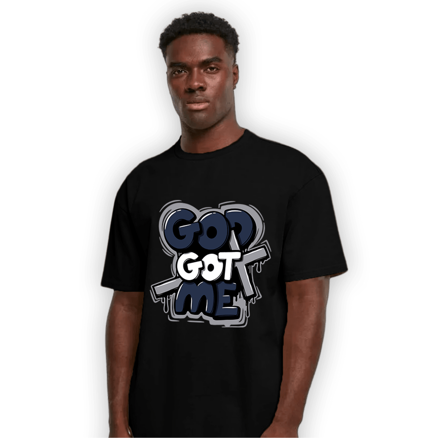White Navy 3s T Shirt Match God Got Me - NastyJamz