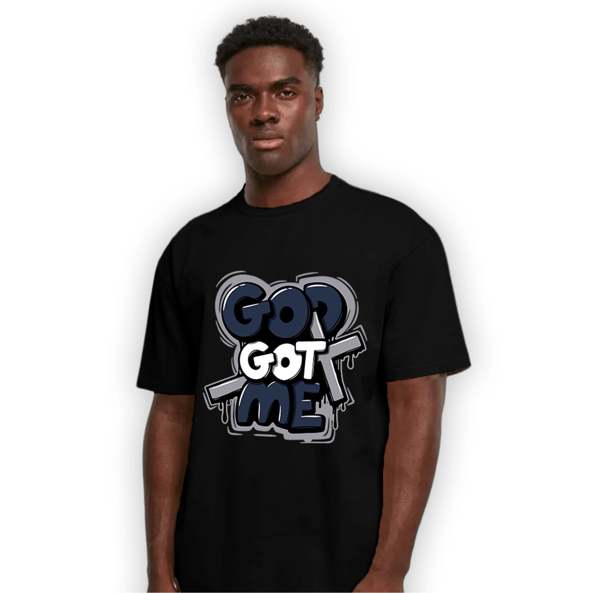 White Navy 3s T Shirt Match God Got Me - NastyJamz
