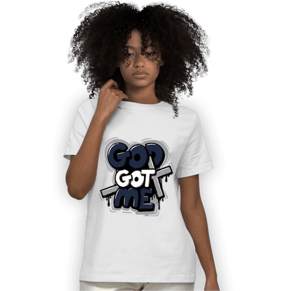 White Navy 3s T Shirt Match God Got Me - NastyJamz