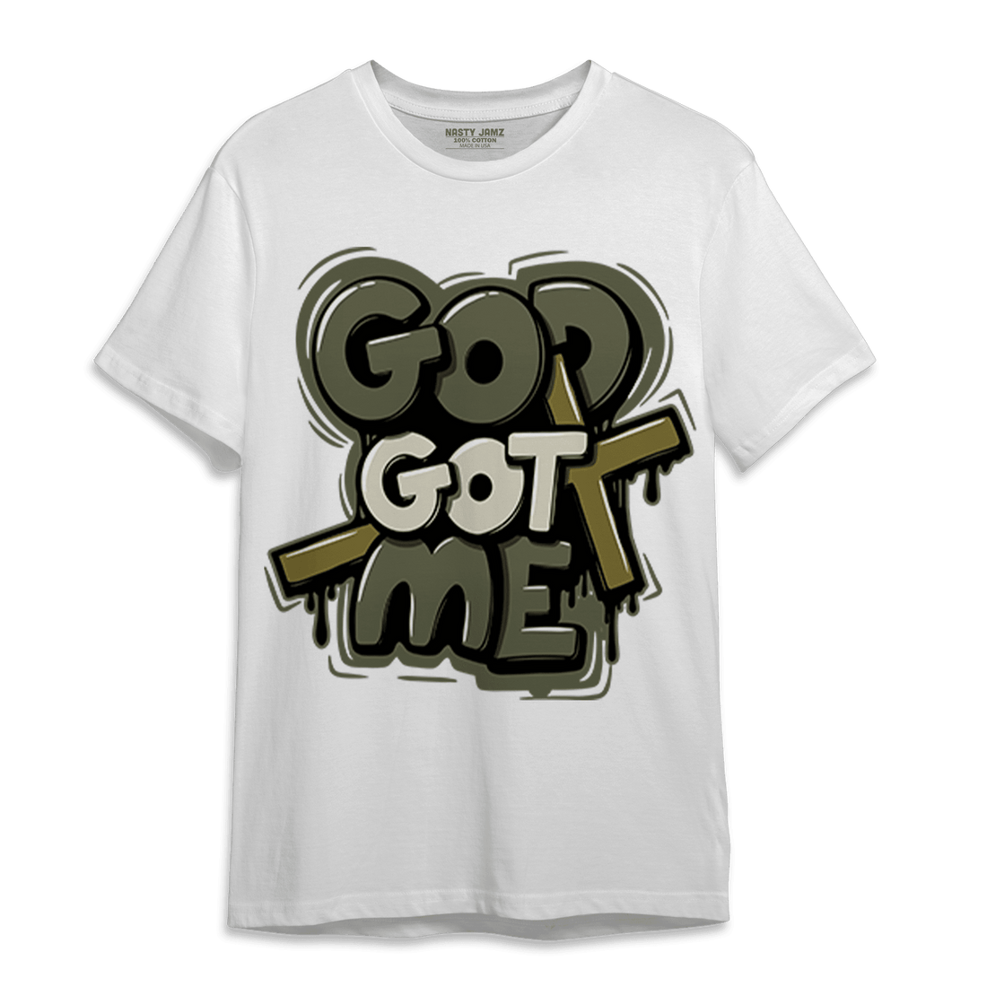 SE Craft Medium Olive 4s T Shirt Match God Got Me - NastyJamz