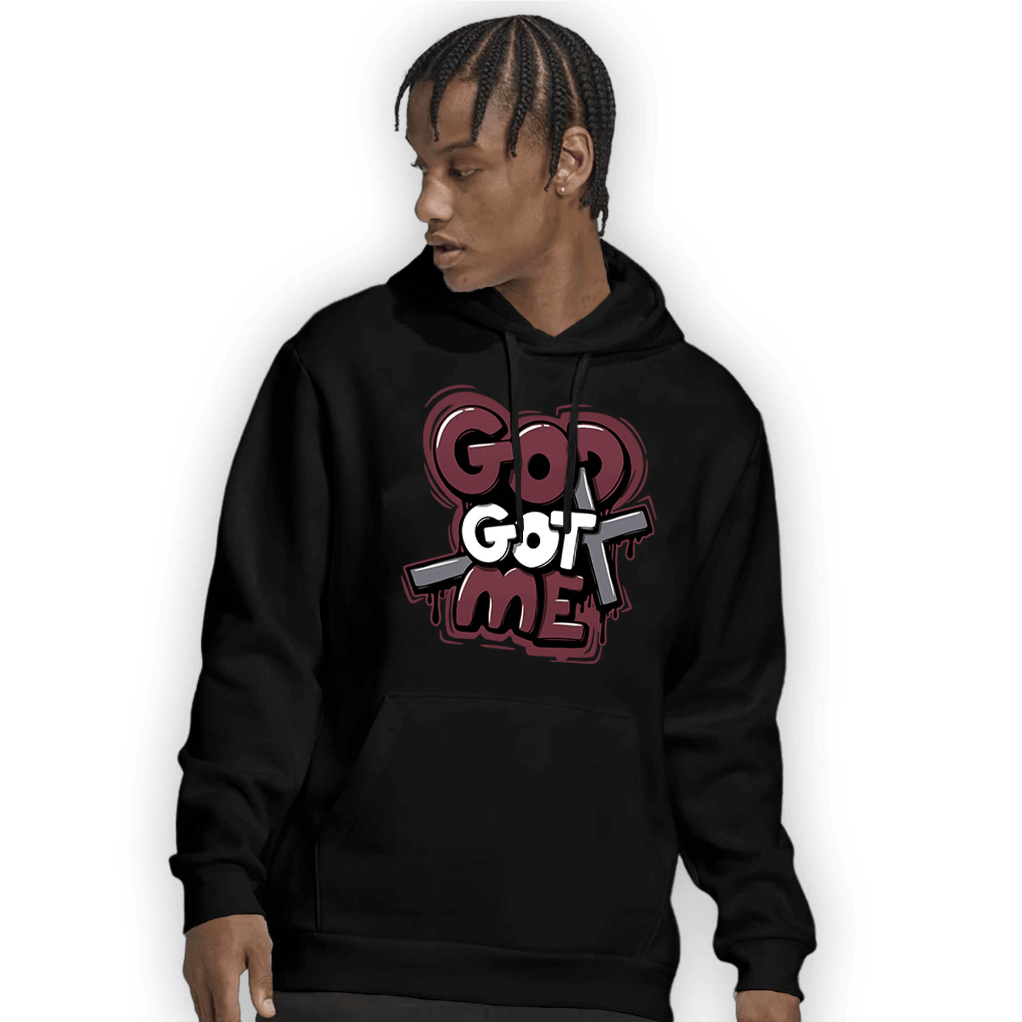 Burgundy 5s Hoodie Match God Got Me - NastyJamz