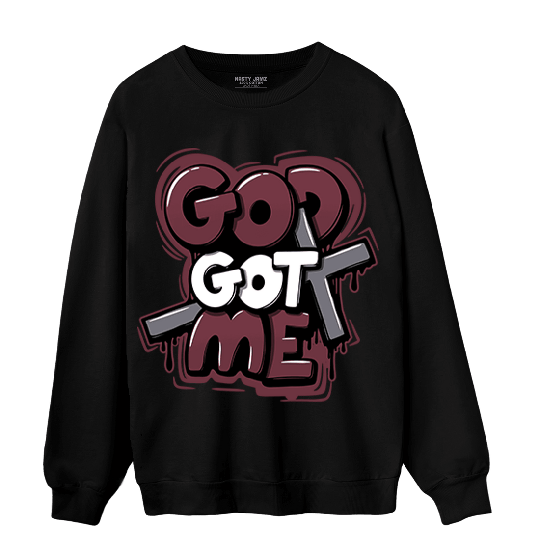 Burgundy 5s Sweatshirt Match God Got Me - NastyJamz
