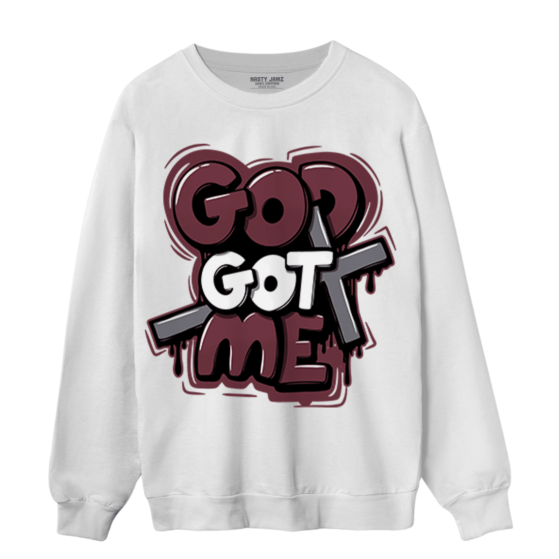 Burgundy 5s Sweatshirt Match God Got Me - NastyJamz