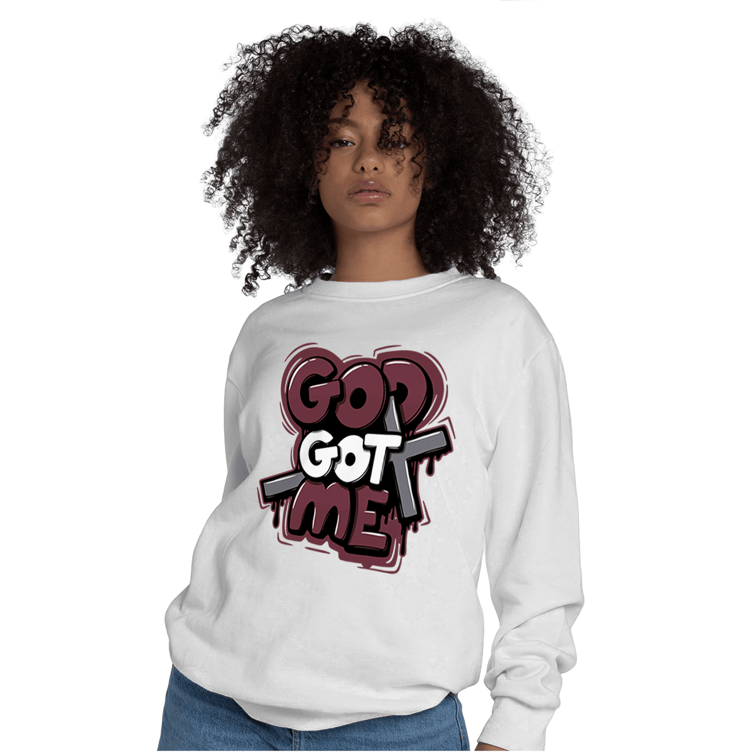 Burgundy 5s Sweatshirt Match God Got Me - NastyJamz