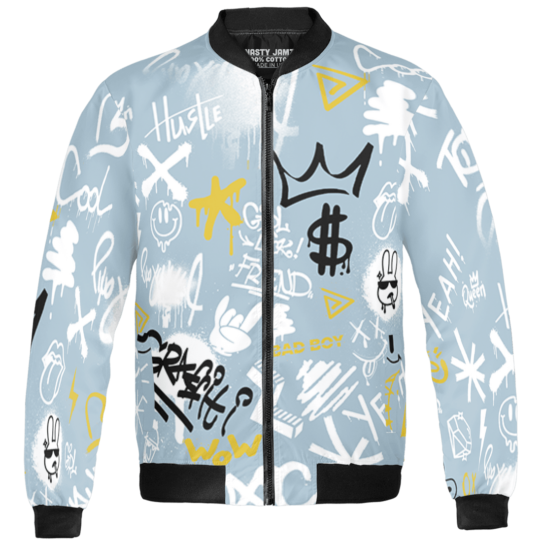 Blue Grey 13s Jacket Match Graffiti King 3D All-Over Print Doodle Style - NastyJamz
