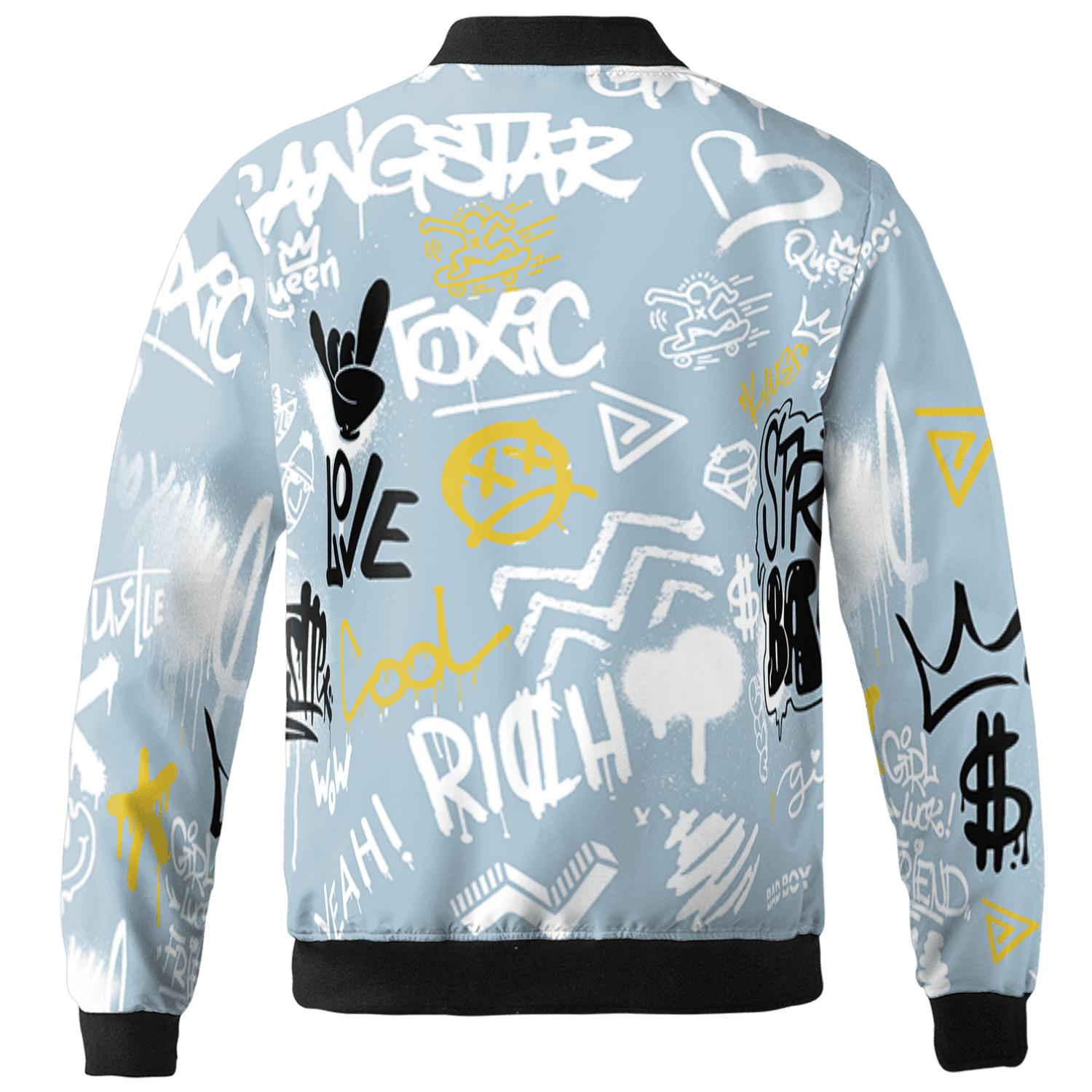 Blue Grey 13s Jacket Match Graffiti King 3D All-Over Print Doodle Style - NastyJamz