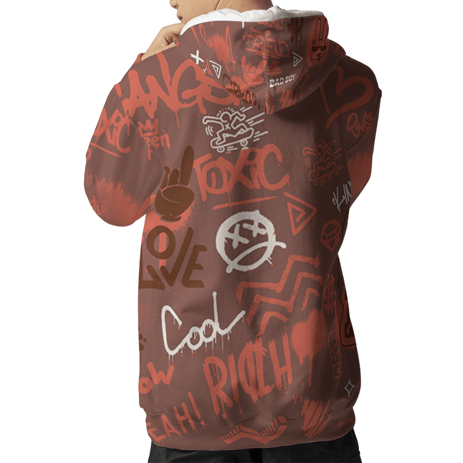 High OG Dusted Clay 1s Hoodie Match Graffiti King 3D All-Over Print Doodle Style - NastyJamz