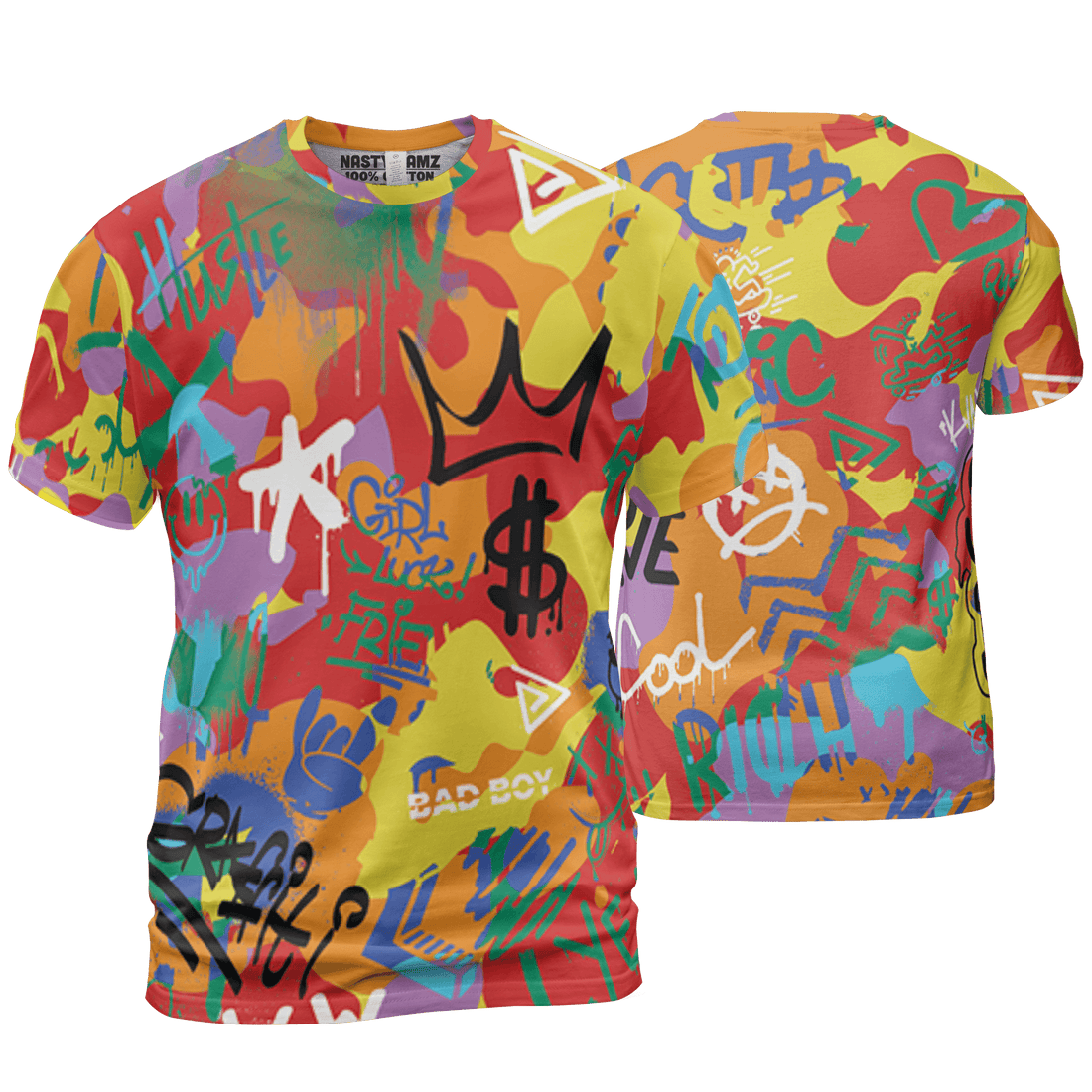 Mid GS Six Championships 1s T Shirt Match Graffiti King 3D All-Over Print Doodle Style - NastyJamz