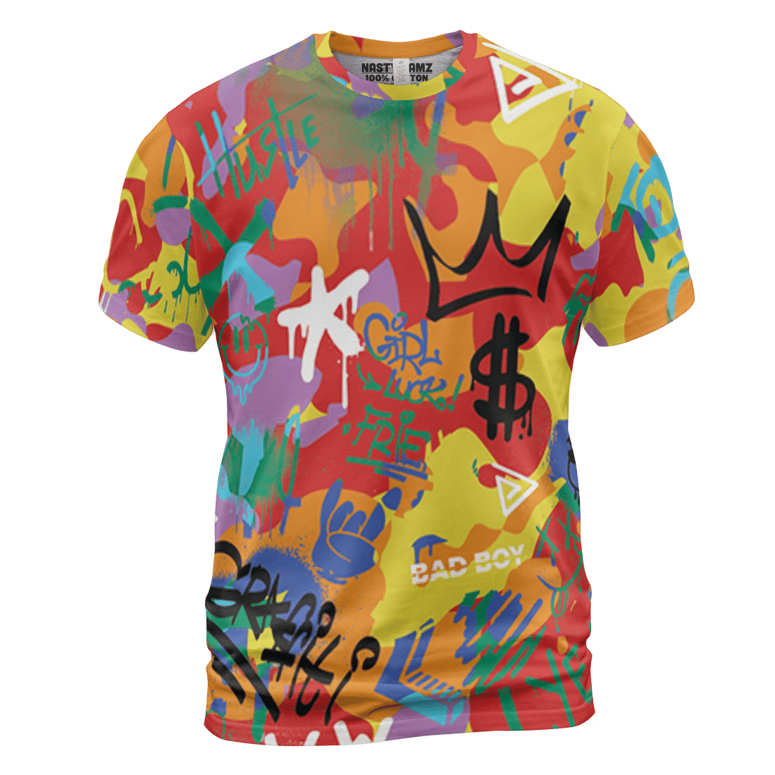 Mid GS Six Championships 1s T Shirt Match Graffiti King 3D All-Over Print Doodle Style - NastyJamz