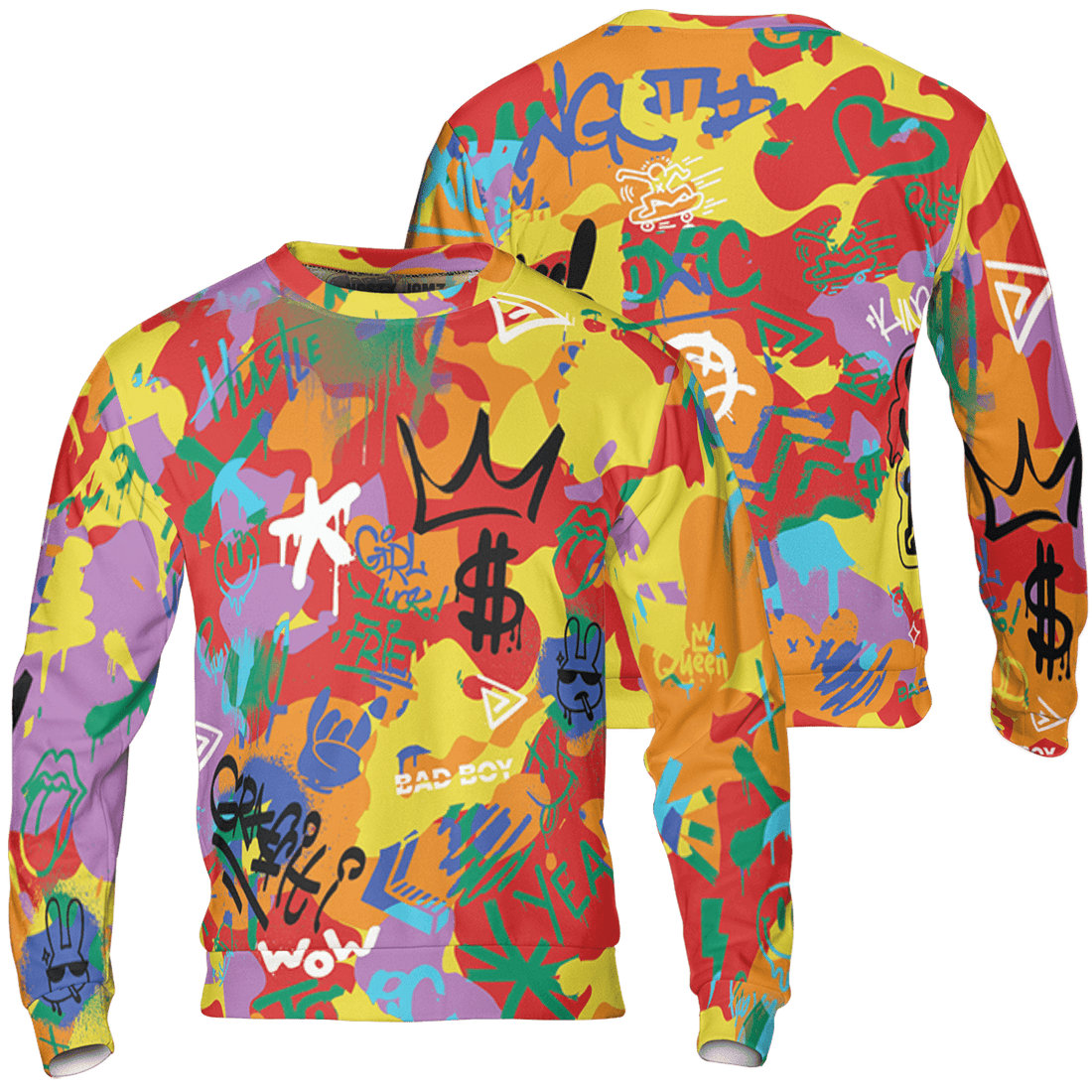 Mid GS Six Championships 1s Sweatshirt Match Graffiti King 3D All-Over Print Doodle Style - NastyJamz